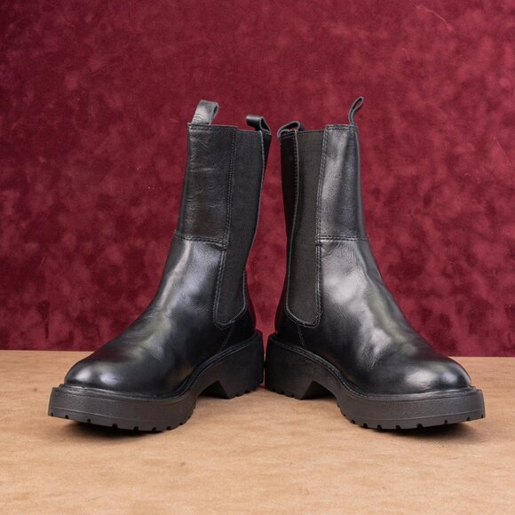 Chelsea Crew Wmn Shadow Black Leather festival Platform Boots 7.5US EUR38 - Picture 4 of 8